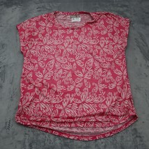 Chicos Shirt Women 3 Pink White Lightweight Casual Plus Floral Short Sleeve - £8.50 GBP