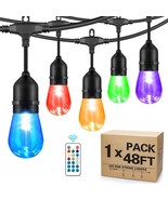 48 Ft Rgb Outdoor String Lights With Shatterproof String, Waterproof 15 ... - $67.99