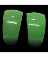 Vintage Green  Metal Hoop  Earrings 3.25” Around - $15.39