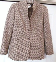 TALBOTS Women&#39;s Jacket Coat Blazer 100% Wool Woven Look BROWNS Size 2 - £22.66 GBP