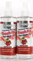 2 Simoniz 8 Oz Fresh Air Juicy Cherry Odor Eliminator Spray For Auto Home Boat - £21.22 GBP