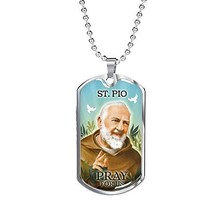 Express Your Love Gifts St. Pio Catholic Necklace Stainless Steel or 18k Gold Do - $54.40