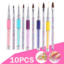 10Pcs Nail Art Design Brushes Dotting Pen Tool Set Painting Uv Gel Drawing Brush - £20.03 GBP