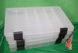 3 Piece Clear Plastic Plano Organizing Storage Utility Compartment Boxes - £31.64 GBP