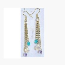 Colorful long dangle crystal chain earrings thumb200