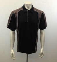 Guru Men&#39;s Large Polyester Black Brown Short Sleeve Golf Polo Shirt - £9.46 GBP