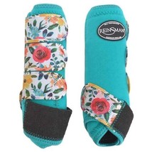 COOLHORSE Reinsman Apex Front Pair Splint Boots- Aqua Floral (Medium) - £62.27 GBP