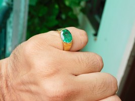 7.5 CT Naturale Smeraldo Anello 14K Placcato Oro/Matrimonio per Uomo - £169.09 GBP
