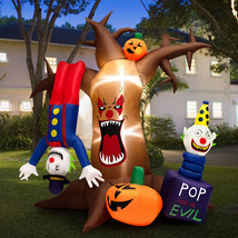 8 FT Halloween Inflatable Tree Giant Blow-up Spooky Dead Tree w/ Pop-up Clowns - £84.47 GBP