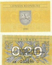 Lithuania P30, .2 Talonas Knight on horse UNC 1991 $4 CV! - $1.44