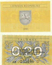 Lithuania P30, .2 Talonas Knight on horse UNC 1991 $4 CV! - £1.15 GBP