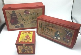 Vintage 3 pc Wood Game Box Set Created by the Country House Est 1985 - £25.47 GBP