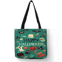 Creative Shoulder Bag Women Happy Halloween Pumpkin Cat Handbag Eco Linen Beauti - £13.78 GBP