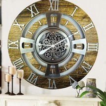 ENGLAND LINE WALL CLOCK ROUND 24 INCH GOLD ANTIQUE - £129.95 GBP