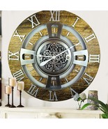 ENGLAND LINE WALL CLOCK ROUND 24 INCH GOLD ANTIQUE - $169.99