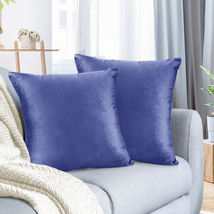 Calm Blue 16&quot;x16&quot; Throw Pillow Covers Set 2 Sofa Velvet Cushion Cases - £20.76 GBP