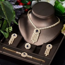 All Clearance Price Luxury 4pcs Gold Design Necklace and Earring Sets for Women  - £111.31 GBP