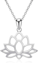 Mothers Day Gift for Mom Wife,  Sterling Silver Open Lotus Flower Pendant Neckla - £35.99 GBP
