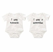I Was planned I was a Surprise Dual Twins 2 set Baby Creeper Romper Toddler - £22.70 GBP