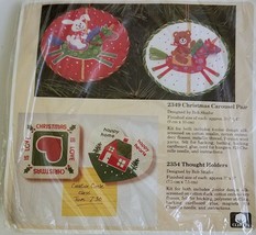 The Creative Circle 2354 Christmas Embroidery Kit Ornaments Fridge Magnets 1989 - £18.88 GBP