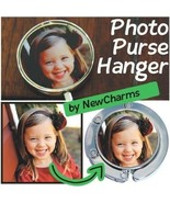 CUSTOM PURSE HANGER HANDBAG Table HOOK w/ YOUR PICTURE or LOGO FREE SHIP... - €11,79 EUR