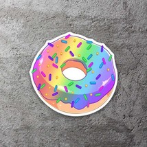 Donut Doughnut Rainbow Vinyl Sticker 3.5&quot;&quot; Wide Includes Two Stickers New - £9.32 GBP