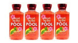 Lot of 4 Bath &amp; Body Works Sunset by the Pool Shea &amp; Vitamin E Shower Gel - £27.23 GBP