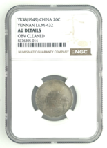 1949 China 20C Silver Yunnan L&amp;M 432 Graded by NGC as AU Details (Obv Cl... - $609.85