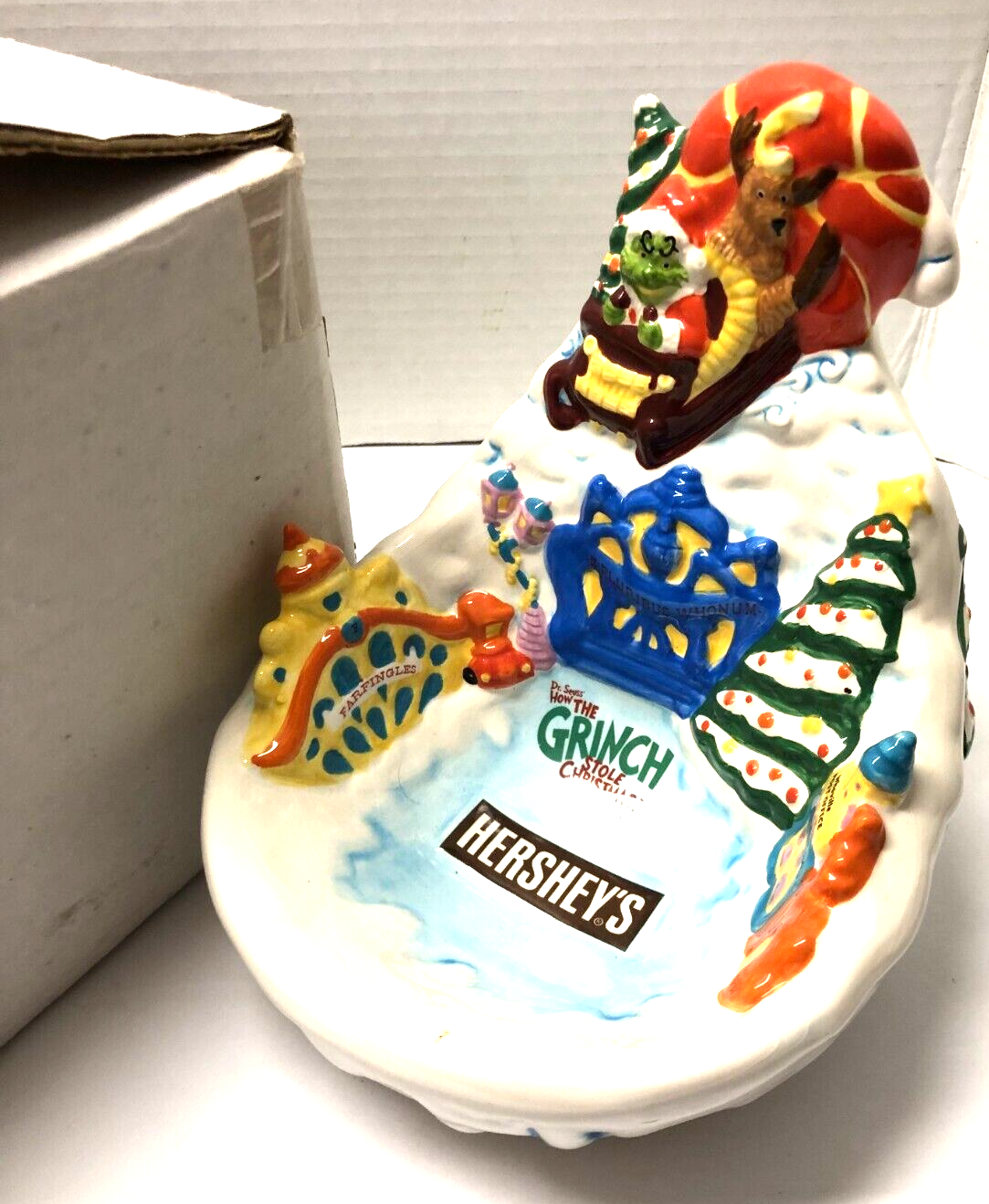 Hershey&#39;s 2000 How The Grinch Stole Christmas Dr Seuss Ceramic Candy Bowl - $19.80