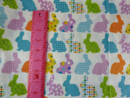 Easter Bunny Rabbits Fabric  44&quot; Wide X 2 yds Colorful Multicolored Joann fabric - £12.44 GBP