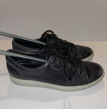 ECCO Soft 7 Black Leather Lace Up Sneaker Comfort Shoes Women’s Size 7 US 38 EU - £24.85 GBP