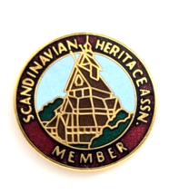 Scandinavian Heritage Member Enamel Pin Nordic Culture Stave Church Symb... - $16.99