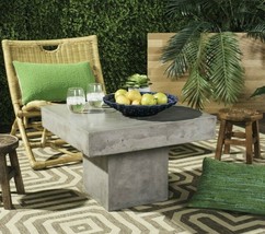 NEW Concrete Cube Pedestal Coffee Table Modern Farmhouse INdoor Outdoor  - £268.43 GBP