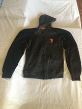  Size 14 16 large U S Polo Assn jacket zipper hoodie black boys - $15.00