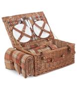 Autumn Red Tartan Fitted Wicker Picnic Basket with Cooler - £72.11 GBP+