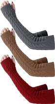 3 Pairs Arm Warmers Long Fingerless Gloves Knit Wrist Warmers with Thumb... - $19.85