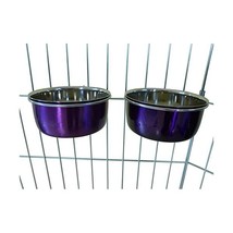 Ellie-Bo Pair of Dog Bowls for Crates/Cages or Pens, Small, 0.6 Litre, Purple  - £15.98 GBP