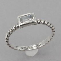 Retired Silpada Sterling Belle Fleur CZ Rectangle Stackable Ring R2465 S... - $19.99