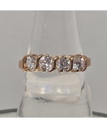 Cubic Zirconia Anniversary 4 Stone Ring 18k Yellow Gold Plated New Old S... - €21,70 EUR