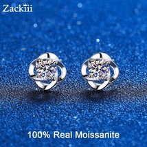 100% Sterling Silver Diamond Earrings 0.6-1ct VVS1 Lab Created Moissanite Stud E - £41.87 GBP