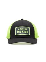 Genuine Dickies Snapback Trucker Hat Cap Patch Black Florescent Green Mesh Back - £11.98 GBP