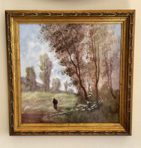 Vintage Framed Hand Painted Landscape Ceramic Title - $198.00