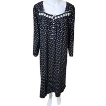 Eileen West M Cotton Nightgown Cottagecore Ruffle Lace Black Floral Long... - £29.09 GBP