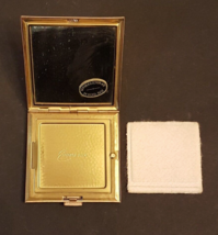EVANS Makeup Compact Mirror Powder Puff VTG Glamour Vanity Red Gold EP U... - £23.42 GBP