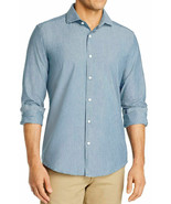 New Mens Dylan Gray Linen Cotton Blue Chambray Button Down Shirt S B4HP - $27.13 CAD