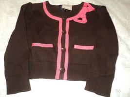 NEW Baby Gap Girl&#39;s 12-18 Months Cardigan Sweater Brown &amp; Pink Long Sleeves - £11.85 GBP