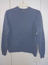 LAND&#39;S END LADIES BLUE KNIT CREW-NECK PULLOVER SWEATER-S(6/8)-COTTON-WOR... - £13.13 GBP