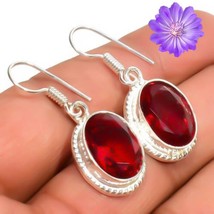 Anniversary Gift For Her 925 Silver Natural Garnet Gemstone Drop/Dangle Earrings - £5.59 GBP