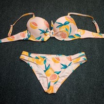 Shade &amp; Shore Bikini Women 34C Top Pink Oranges Small Bottom Beach Wear ... - $16.67