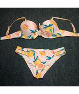 Shade &amp; Shore Bikini Women 34C Top Pink Oranges Small Bottom Beach Wear ... - £13.17 GBP